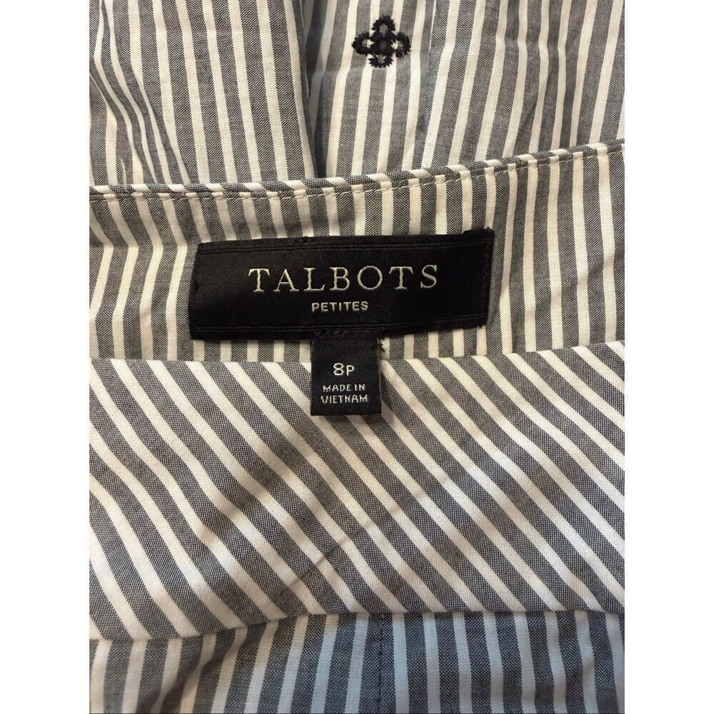 Talbots Striped Floral Eyelet Skirt Size 8P Gray Black Embroidered - Picture 4 of 7